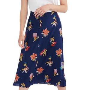 Madewell Silk Atrium MIDI Skirt in Bird of Paradise Size 10